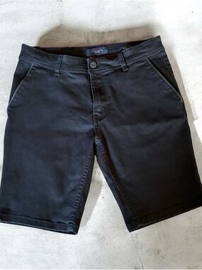 Marc Asher New York Mens Chino Shorts 32 Black Stretch Flat Front 10" Inseam